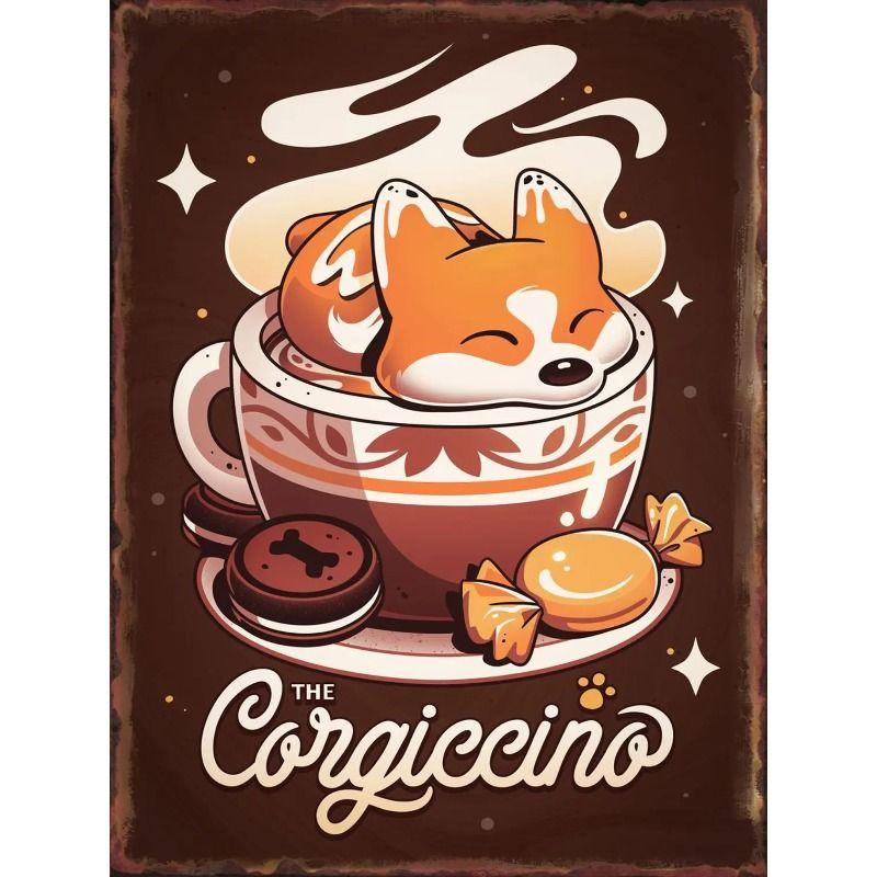 Cute Animal Theme Tin Painting for Pet Store Cafe Home Room Decor