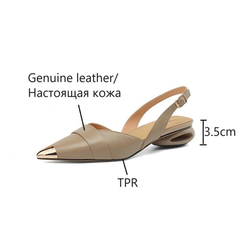 Fashion NEW Summer Women Sandals Genuine Leather Shoes for Women Cover Toe Slingback Sandals Pointed Toe Strange Heel Designer Sandals