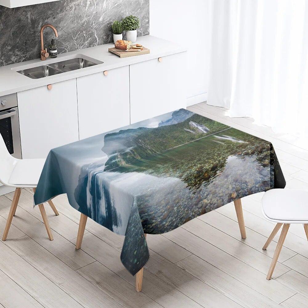 Beautiful Natural Scenery Printed Tablecloth Outdoor Picnic Camping  Stain Resistant Waterproof Table Home Decoration