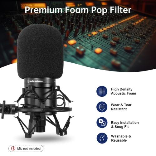 PhantAccy Pop Filter/Windscreen for Audio-Technica AT-2020, AT-2035, AT-2040, AT-2050, ATR2500, ATR2500X, and AT-4040, Foam Microphone Cover for Filte