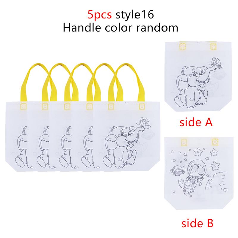 5pcs/set Double Sided Graffiti Bag Non-woven Luggage Shopping Bag Portable Cute Tote Bag School Supplies Student Storage Bag TMZ