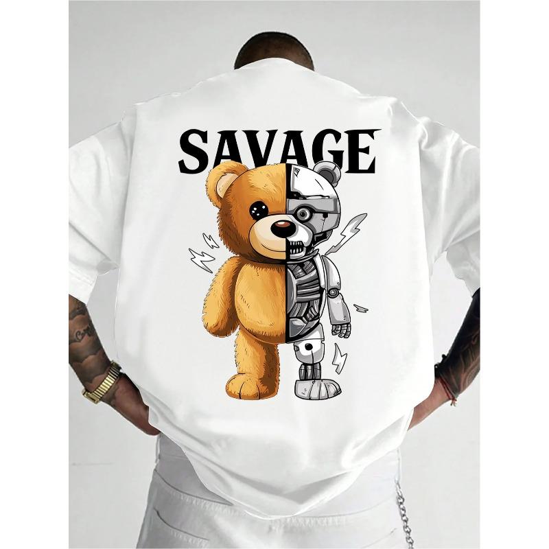 Men's 100% Cotton Summer Loose Fit Large Los Angeles Graphic Printed Slim Fit Casual Sports Round Neck Short Sleeved T-shirt Top