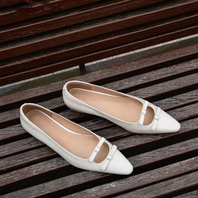 Modne damskie baleriny slip-on ze skóry krowiej ze szpiczastym noskiem, rekreacyjne, wysokiej jakości, miękkie, wygodne espadryle, eleganckie damskie buty wyszczuplające