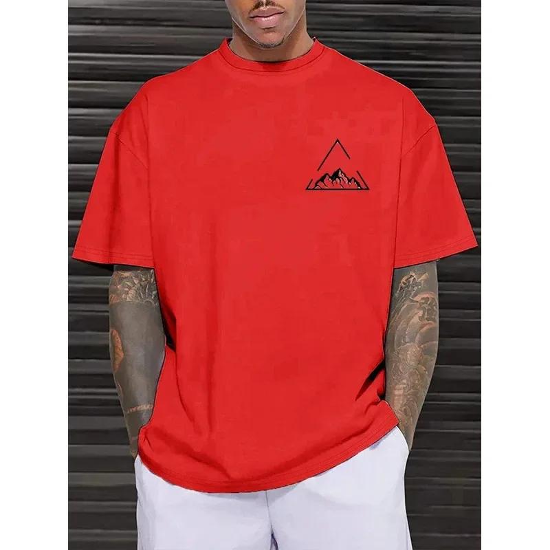 Geometrischer Bergdruck Kurzarm T-Shirt Für Sommer Unisex Unisex Lässige Mode Unisex Kurzarm Trend Streetwear Tops