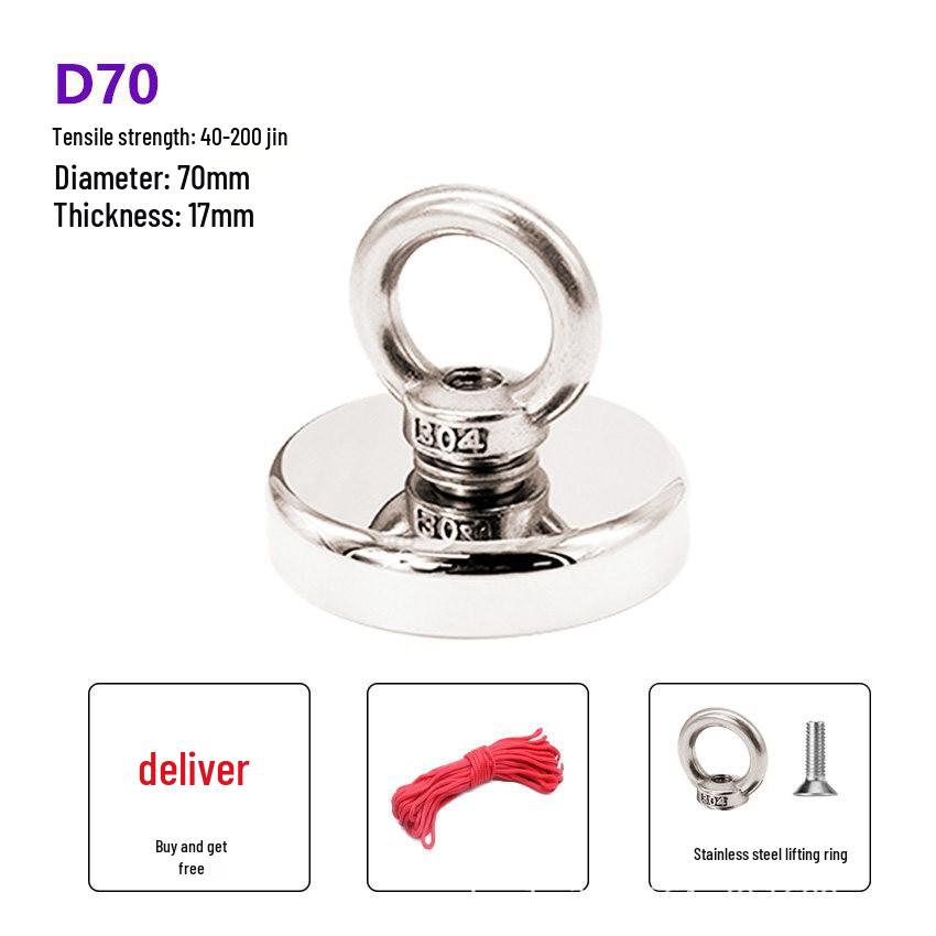 Strong Magnetic Dredging Pot Magnet with Stainless Steel Lifting Ring for Outdoor Fixing