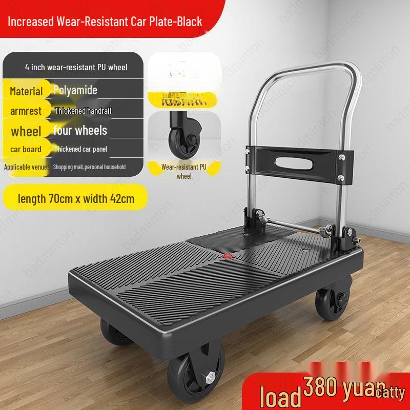Compact Folding Silent Trolley: 4-Wheel Cart for Cargo, Household Moving, and Handling.