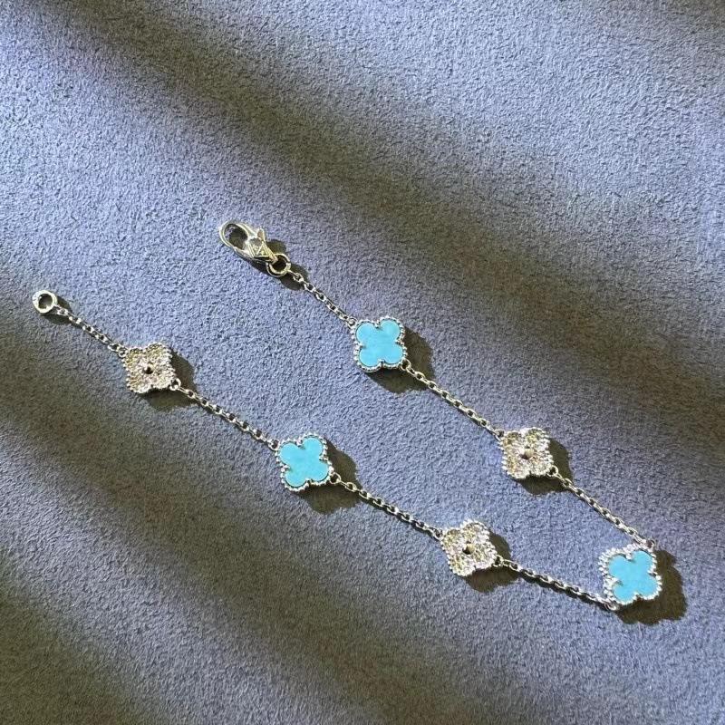 9MM Mini Six-flower Four-leaf Clover Bracelet White Mother-of-pearl Purple Chalcedony CNC Craft Simple and Versatile High-end Bracelet