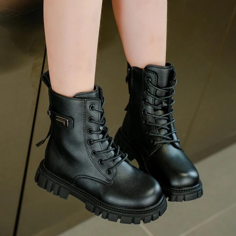Fashionable Comfortable Cute Thick Bottom Horse Boots Autumn/Winter New Sweetheart Baby Girls' Round Head Sports Mid Leg Boots