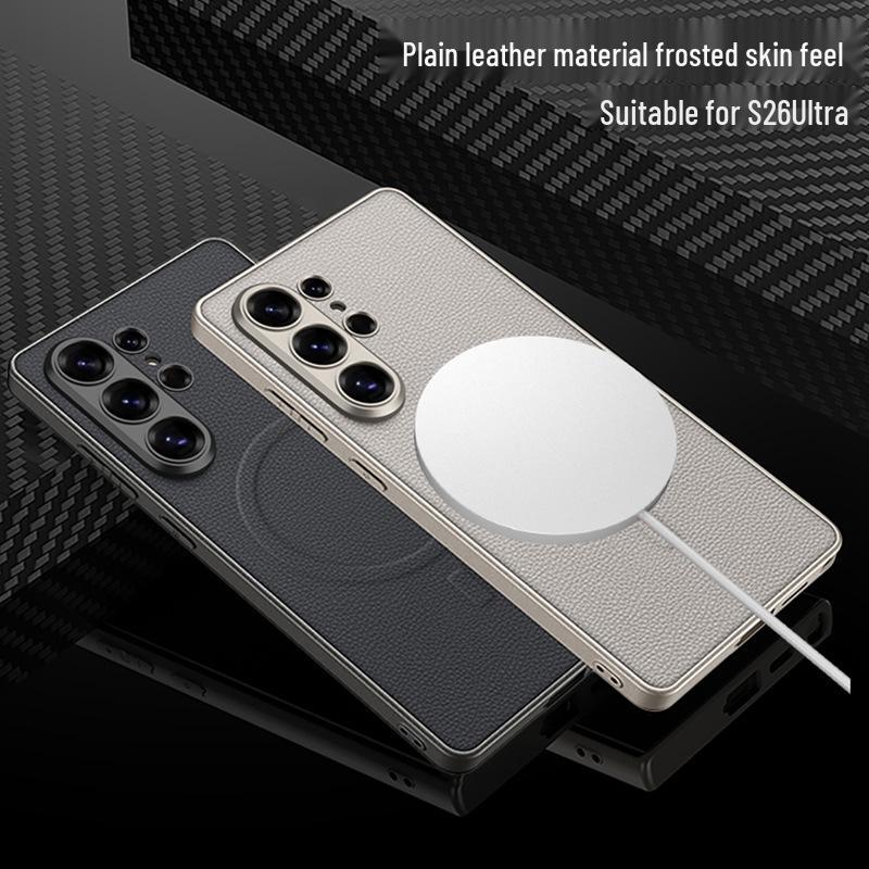 Samsung S26 Ultra Leather Phone Case: Premium Magsafe-Compatible Metal Paint Design