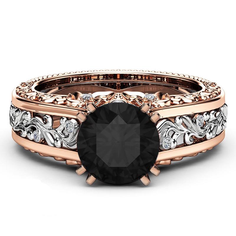 Trendy Two-Tone Ladies' Ring: 14k Rose Gold-Plated Alloy