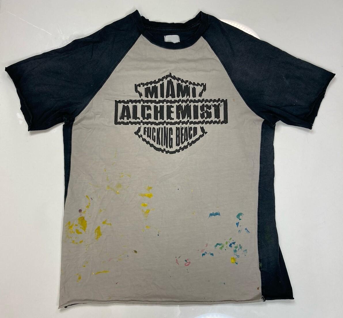 Alchemist Graphic T-shirt Men Medium Distressed Paint Splatter Short Sleeve S