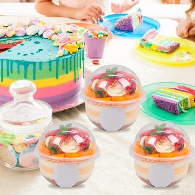 50 pezzi di coppette da dessert in plastica trasparente con coperchi a cupola, 250 ml, monouso, per dolci, bevande fredde, frullati di frutta, gelati