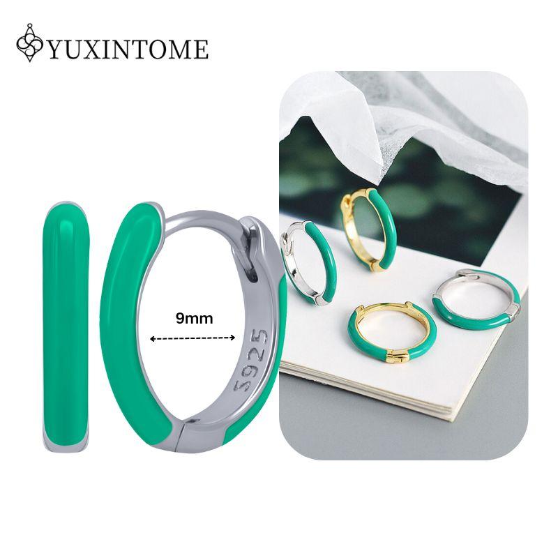Turquoise 925 Silver Ear Needle Green Zircon vintage emerald Heart/Flower Pendant Hoop Earrings Fashion party Jewelry