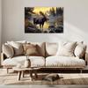 OAAPITI Moose Canvas Wall Art Vintage Wildlife Pictures Art Print Wilderness Forest Landscape Painting Modern Artwork For Bedroom Living Room Home