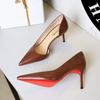 Korean Style Pointed Toe Slim Heels With Shallow Mouth Side Hollow Office High Heels For Pedicures And One Foot For High Heels