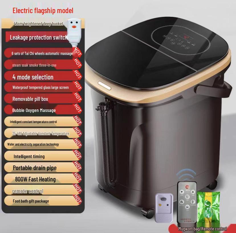 Chigo Space Gray Foot Spa Massager with Automatic Heating, Constant Temperature, Deep Basin, Calf-High Design, and Rollers.