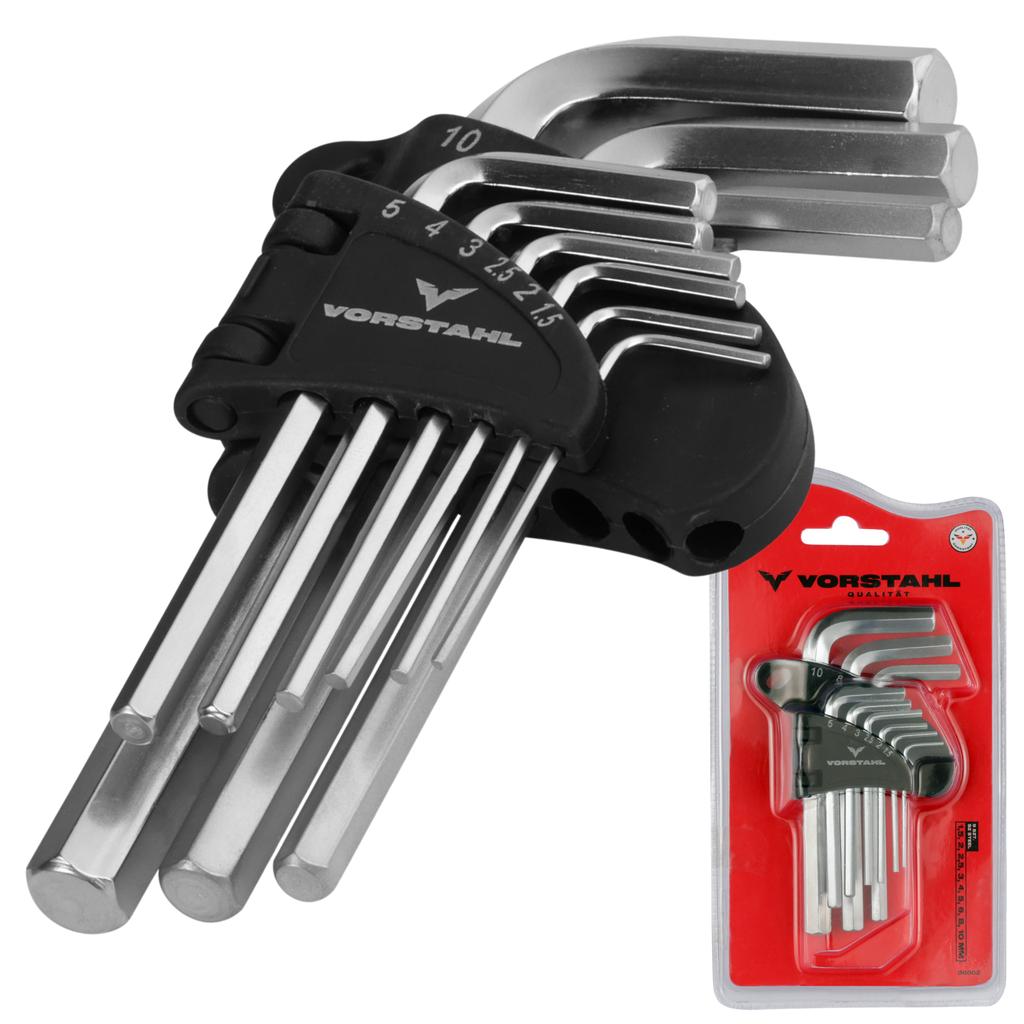 SET OF HEX KEYS Short Allen keys 9 pcs 1.5-10mm Vorstahl