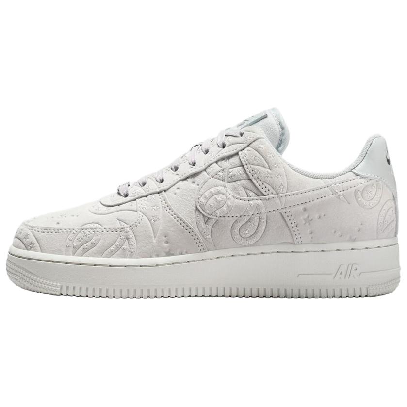 Nike Air Force 1 Low Lifestyle Shoes Paisley Grey Fog Metallic Silver Women s IO1259-002 EU 39