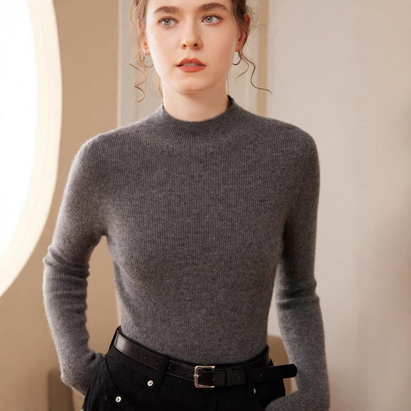 Women's Slim-Fit Cashmere Knit Long-Sleeve Base Layer: Warm, Comfortable, Soft, and Skin-Friendly