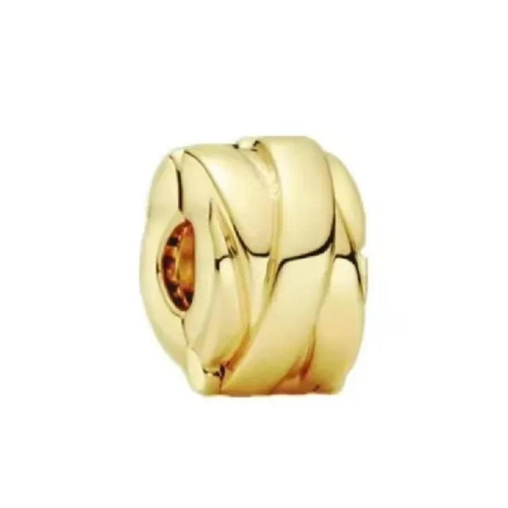 New 925 Silver Round Flower Pattern Sparkling Pink Heart-shaped Clip Charm Bead Fit for Original Bracelet DIY Women's Jewelry