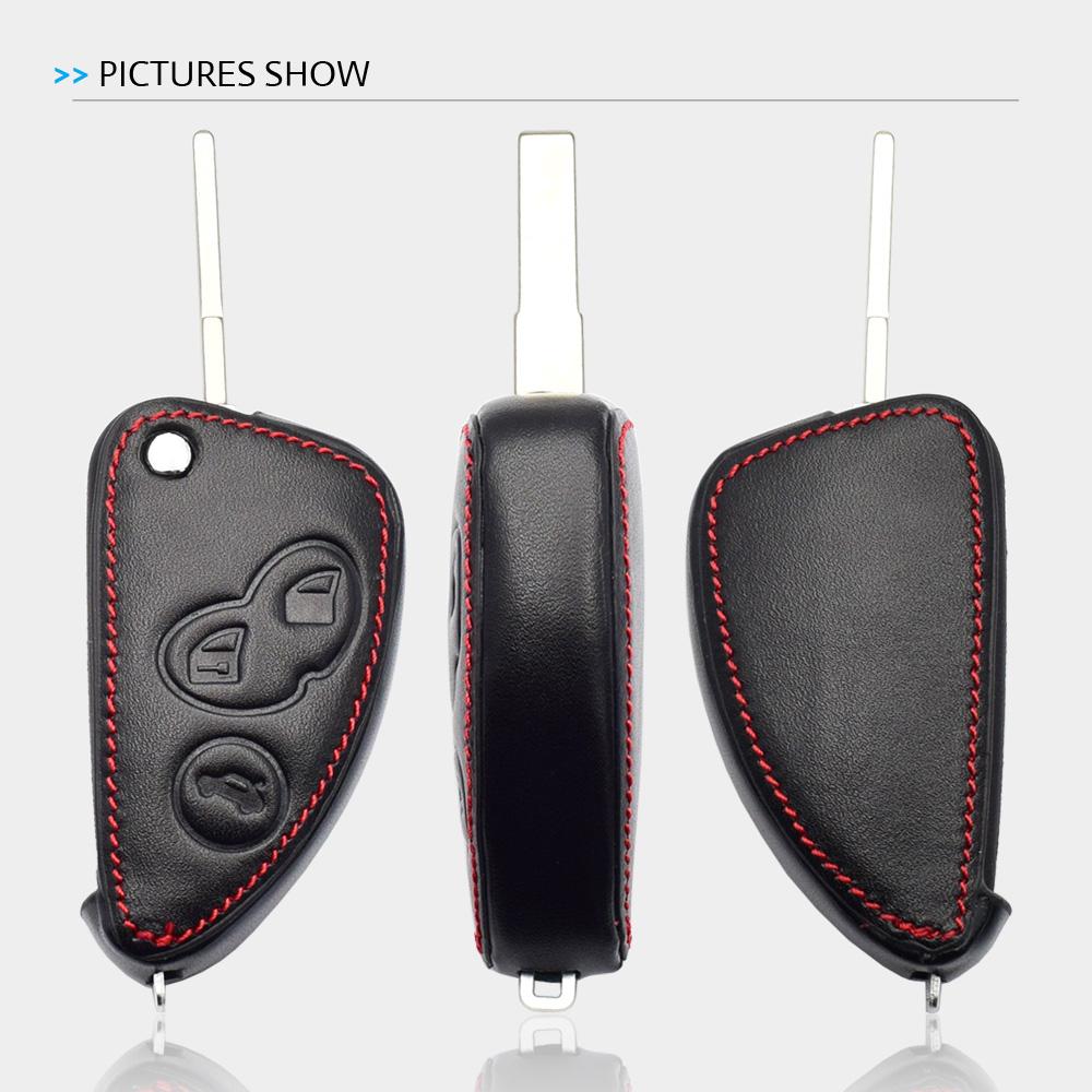 Leather Car Key Cover Bag For Alfa Romeo 147 159 GT Giulietta Mito Remote Control Fobs Protector Case Accessories