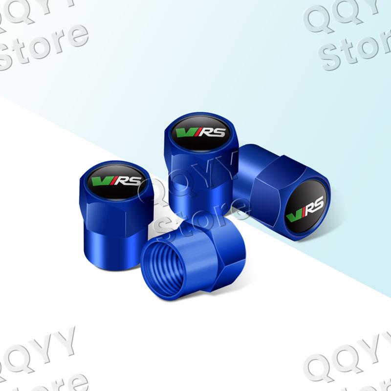 VRS Badge Car Wheel Tire Stem Air Valve Caps Dustproof Covers For Skoda Octavia Rapid Superb Fabia Yeti 4Pcs Accessories