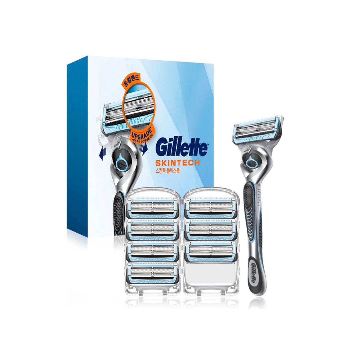 SkinTek Manual Razor Handle (1 Pack) + Razor Blades (8 Pack)