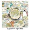 World Map Retro Art Stickers: 50 Waterproof Sheets for Creative Journals and Notebooks.