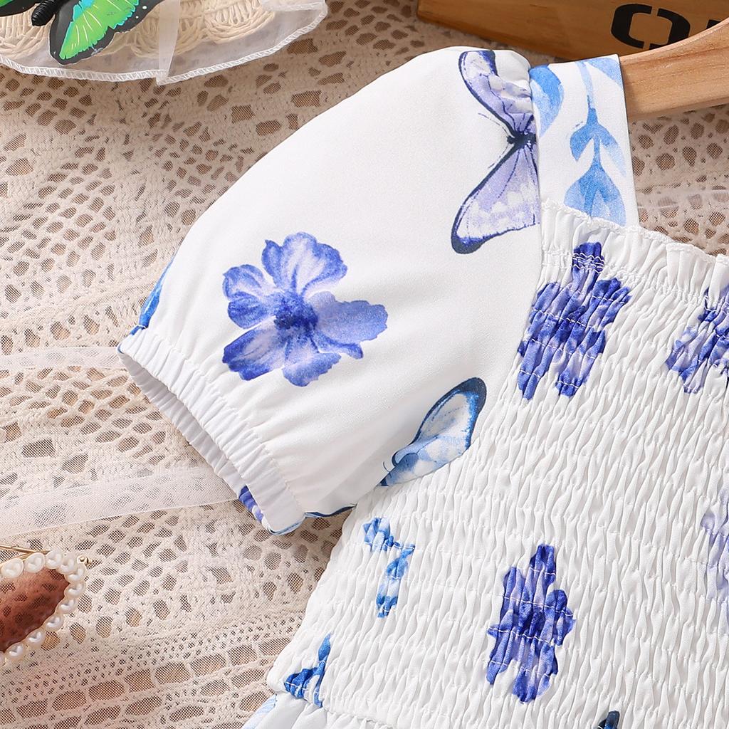 Girls Fashion Dress Summer Children Super Fairy Floral Princess Dress