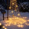 Holiday Garden Stakes Christmas Bell Cascade Solar Light, Stake Light with Warm Glow LED Waterfall Outdoor Lights Effect, Powered Festive Pathway for