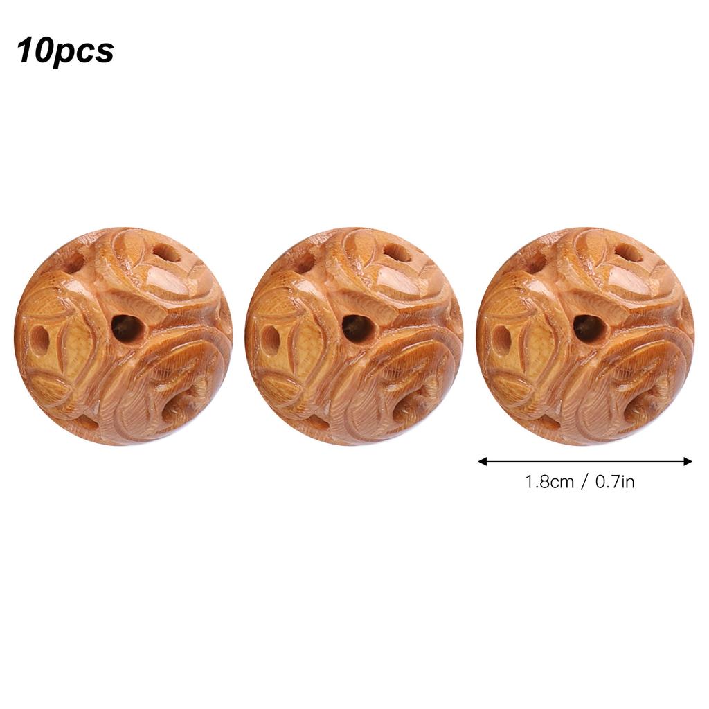 10Pcs Peach Wood Beads Carving for   Bracelet Necklace Crafts Pendants Accessories
