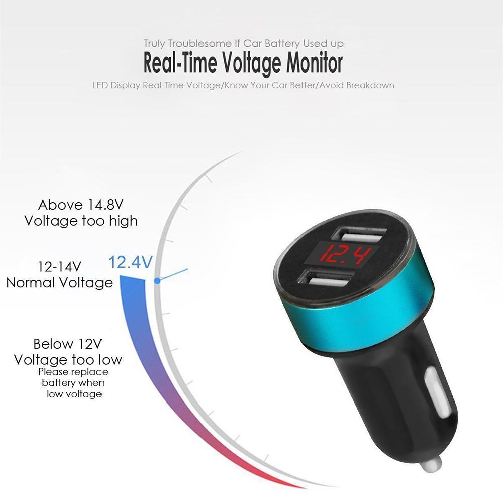 Car Charger 5V/3.1A Quick Charge Dual USB Port Cigarette Lighter Adapter Voltage