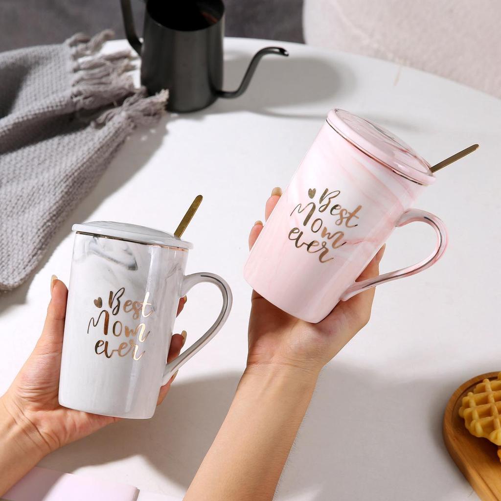 Muttertags-Geburtstags-Souvenir-Tasse mit Deckel & Löffel - Keramiktasse für Mama