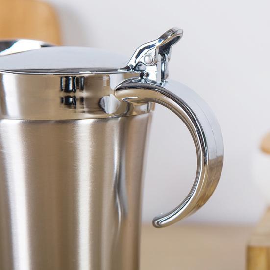 500/750ML Sauce Pot with Lid & Handle Leak-proof Double Insulated Gravy Boat Food Grade Stainless Steel Gravy