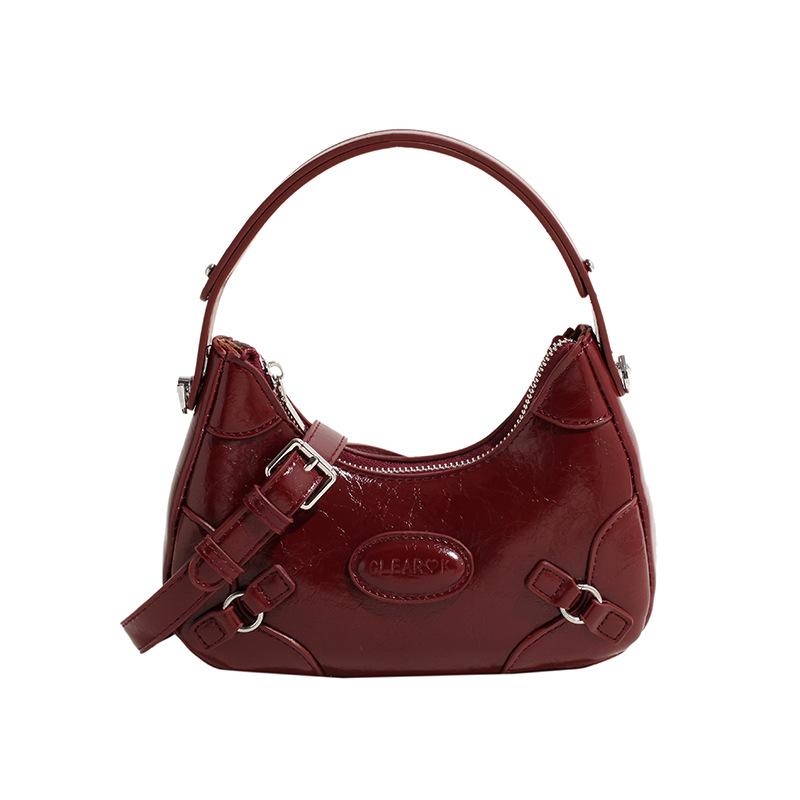 2025 new French niche design underarm bag retro shoulder messenger bag solid color fashionable versatile dumpling bag