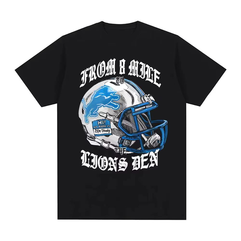 

Eminem Lions Helmets graphic 100cotton unisex shirt 2026 Summer New Oneck Mens Y2k hip hop Short Sleeve Tshirt fan gift 2XL