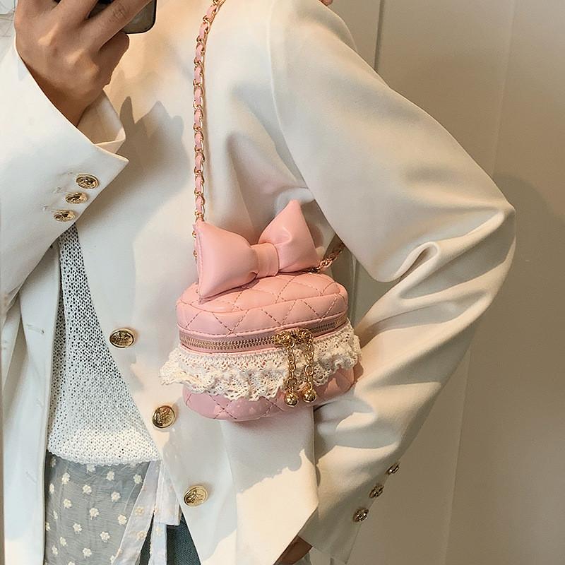 Adorable Mini Box Bag With Bowknots And Lace Chain Chic Style For Boys And Girls