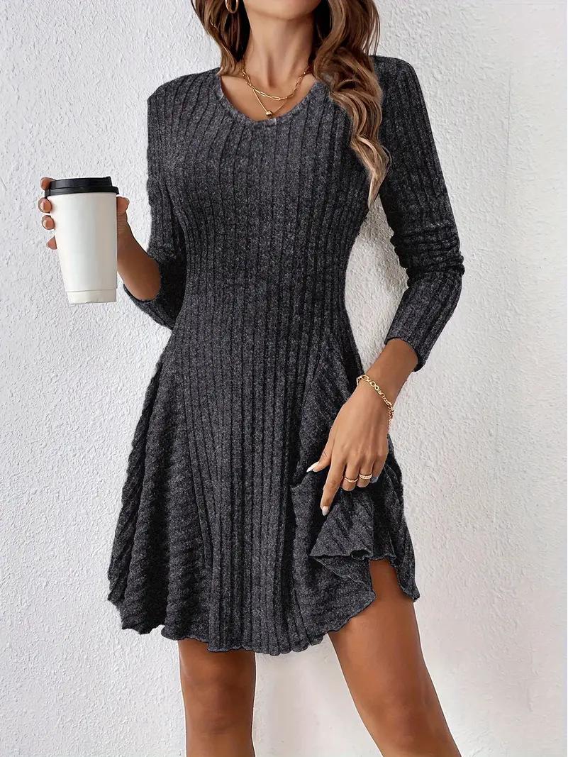 

Весна 2025 Французское Элегантное Трикотажное Мини-платье с V-образным вырезом и длинными рукавами, Горячие продажи на независимых сайтах M