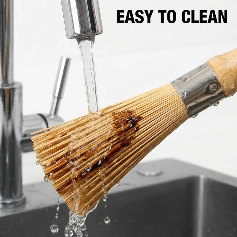1/3Pcs Natural Bamboo Pot Brush Wok Scrubber Long Handle Heavy Duty For Cast Iron Cookware Kitchen Use