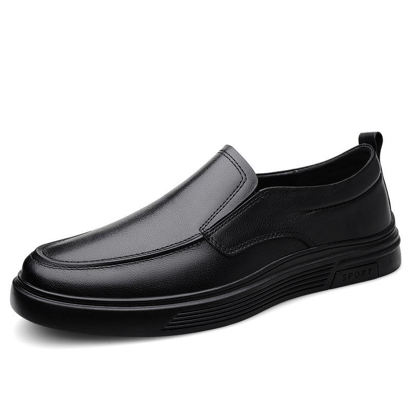 Herrenschuhe erste Schicht Rindsleder lässige Lederschuhe Herren Business große Größe Frühling neue einzelne Schuhe runde Zehenpartie Schnürung kleine Lederschuhe