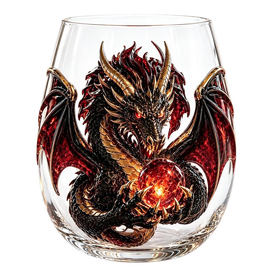 Fantasy Dragon Glass Egg Cup 3D Borosilicate Goblet Lead-Free Whiskey Tumbler Art Glassware Decor