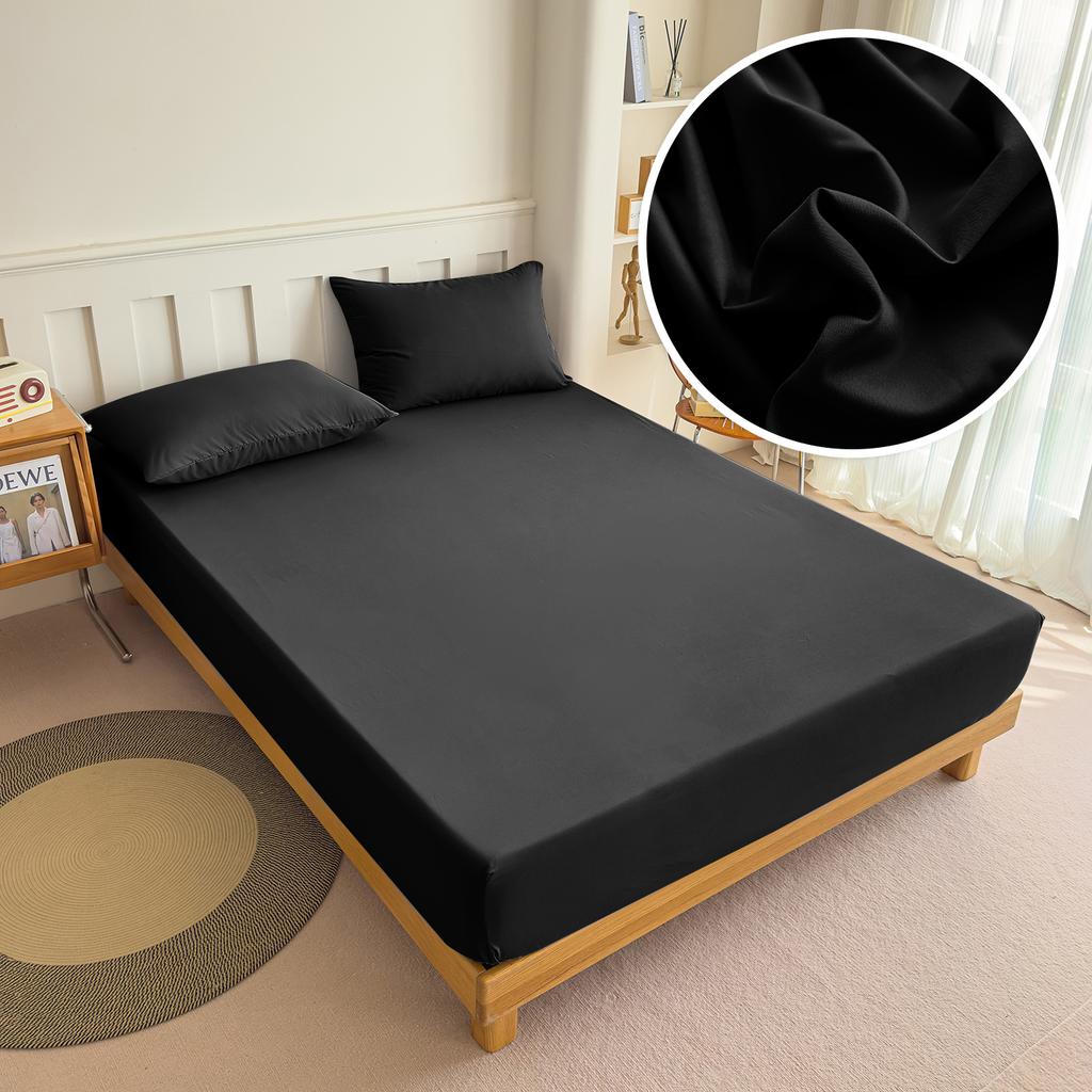 High Quality Fabric Fitted Sheet With Elastic Band Solid Color Mattress Sheet for King Queen Bed 150x200 180x200 200x220cm 1PC