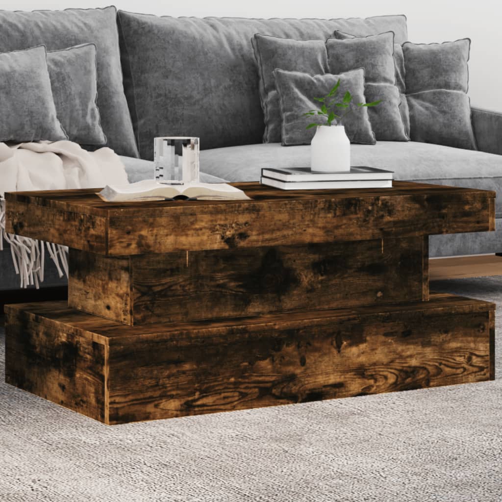 LED Coffee Table In Smoked Oak 90 X 50 X 40 Cm