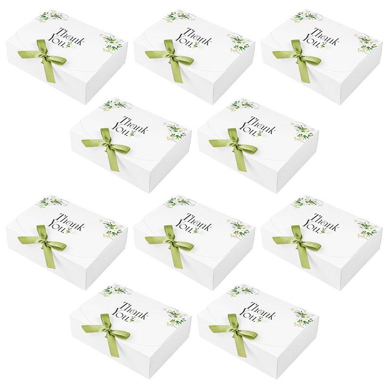 

WTEMPO Foldable Flip Cover Paper Gift Boxes Ribbon Bow Packaging Boxes Ideal for Storing and Gifting Delicate Items Party Decor Favor Treat Boxes 10pcs белый