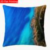 2D Flat - 1pc 2D Flat Throw Pillow Cover with Turquoise Blue Ocean Rocky Coast Road Print Premium Pol