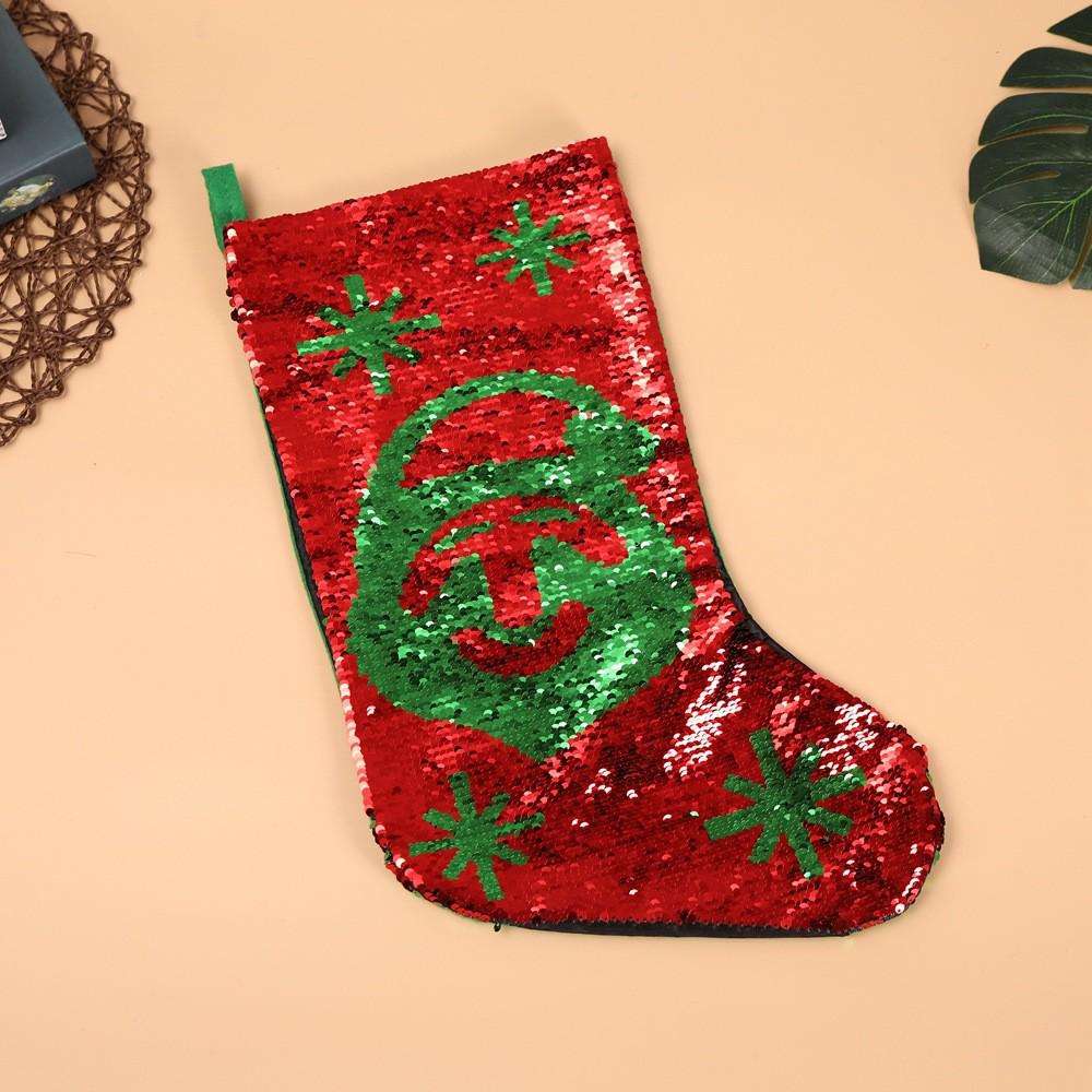 Cross-Border Best-Selling Christmas Decor: Color-Changing Christmas Tree Ornaments, Figurines, Red & Green Stockings with Sequins