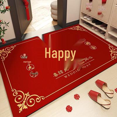 Red Velvet Water-Absorbent Non-Slip Doormat for Home & Wedding