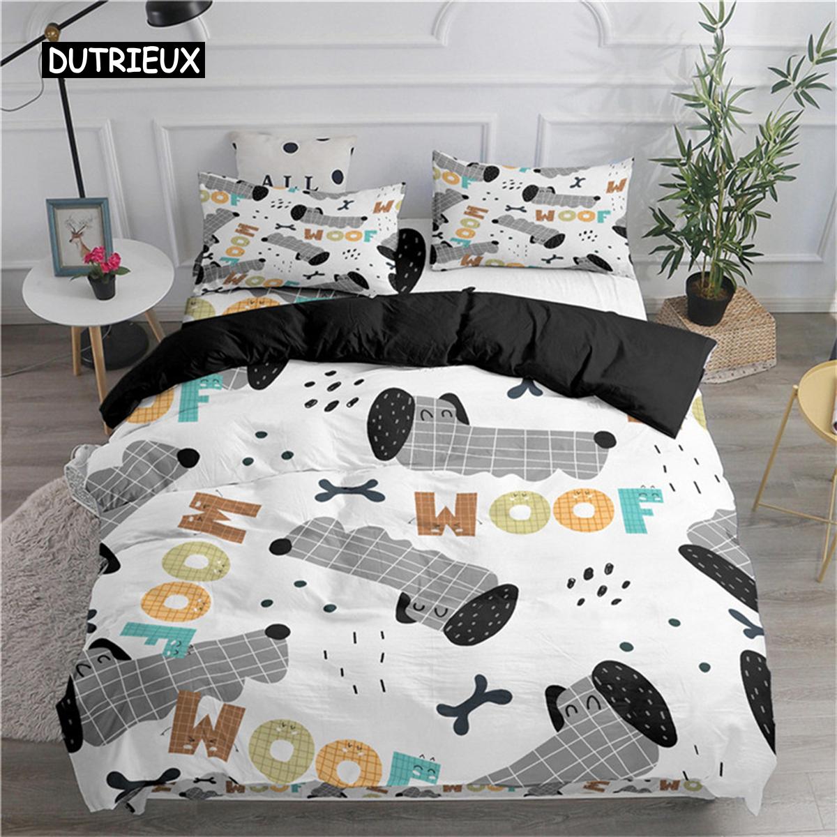 

Комплект постельного белья с изображением кошек и собак из мультфильмов, котят, животных, домашних животных, пододеяльник из микрофибры для женщин, детей, девочек, украшение для спальни EU single(135x200cm)