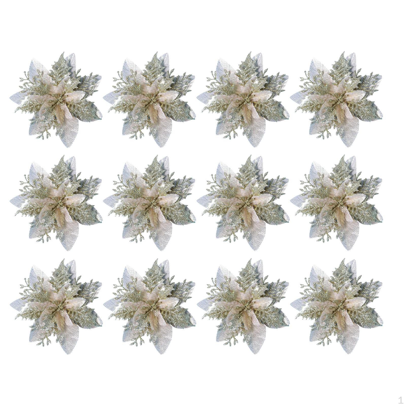 

12 шт. искусственных цветов, рождественские блестящие центральные украшения для свадьбы золотой