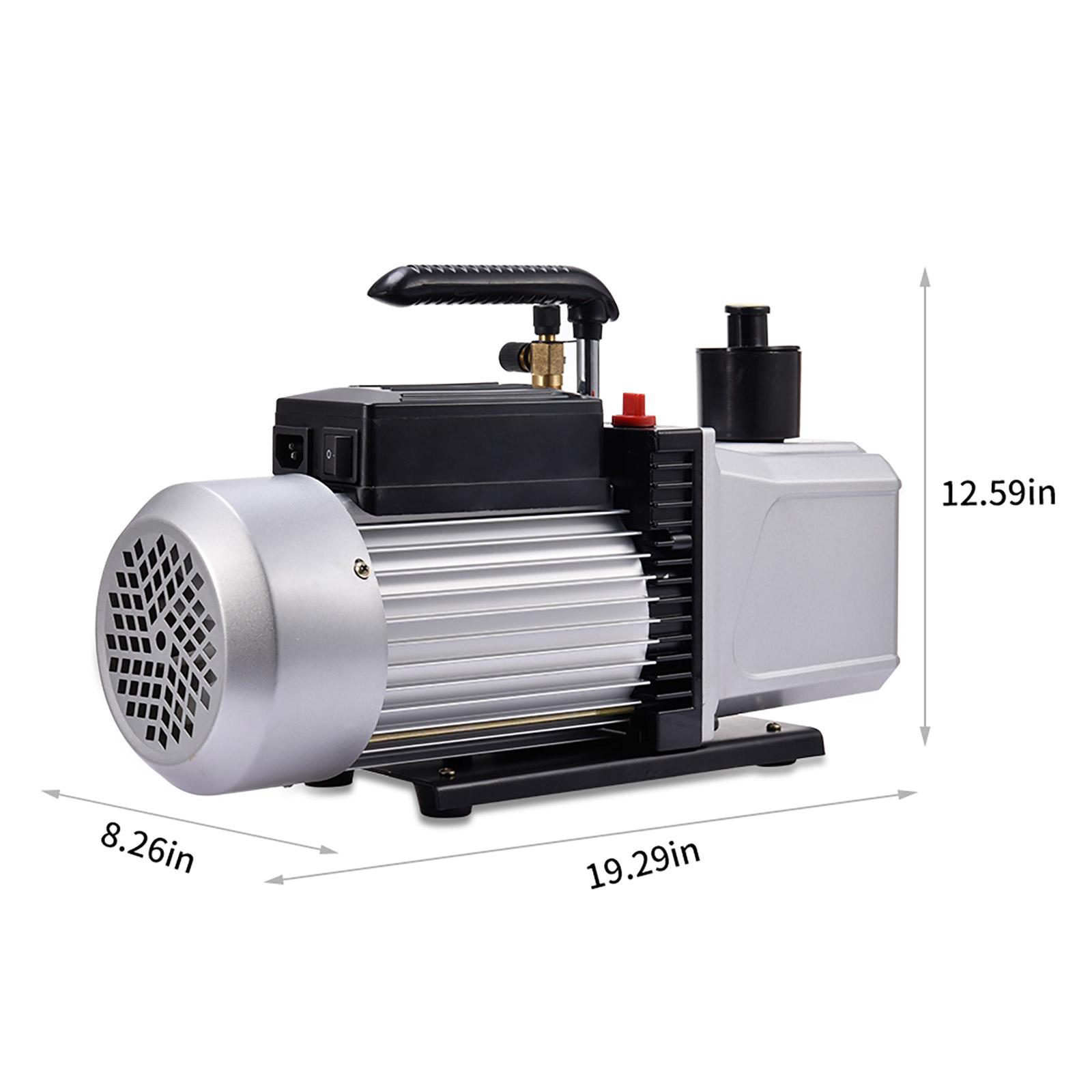 Автомобильный вакуумный насос 12CFM 1-ступенчатый пластинчато-роторный вакуумный насос Автомобильный вакуумный хладагент Пневмоинструмент Прочный вакуумный насос Автомобильный инструмент для кондиционирования воздуха серебряный